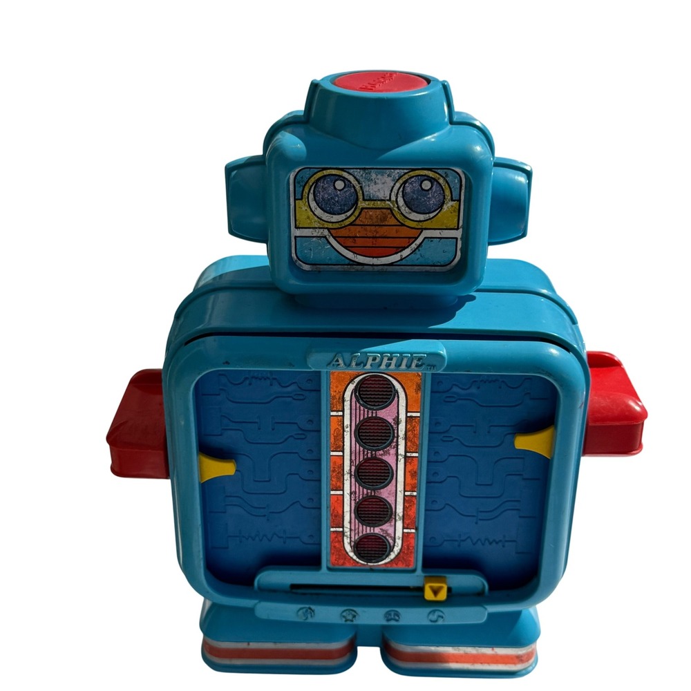 Vintage Alphie Robot Playskool 1970s Toy Learning Computer Figure BLUE